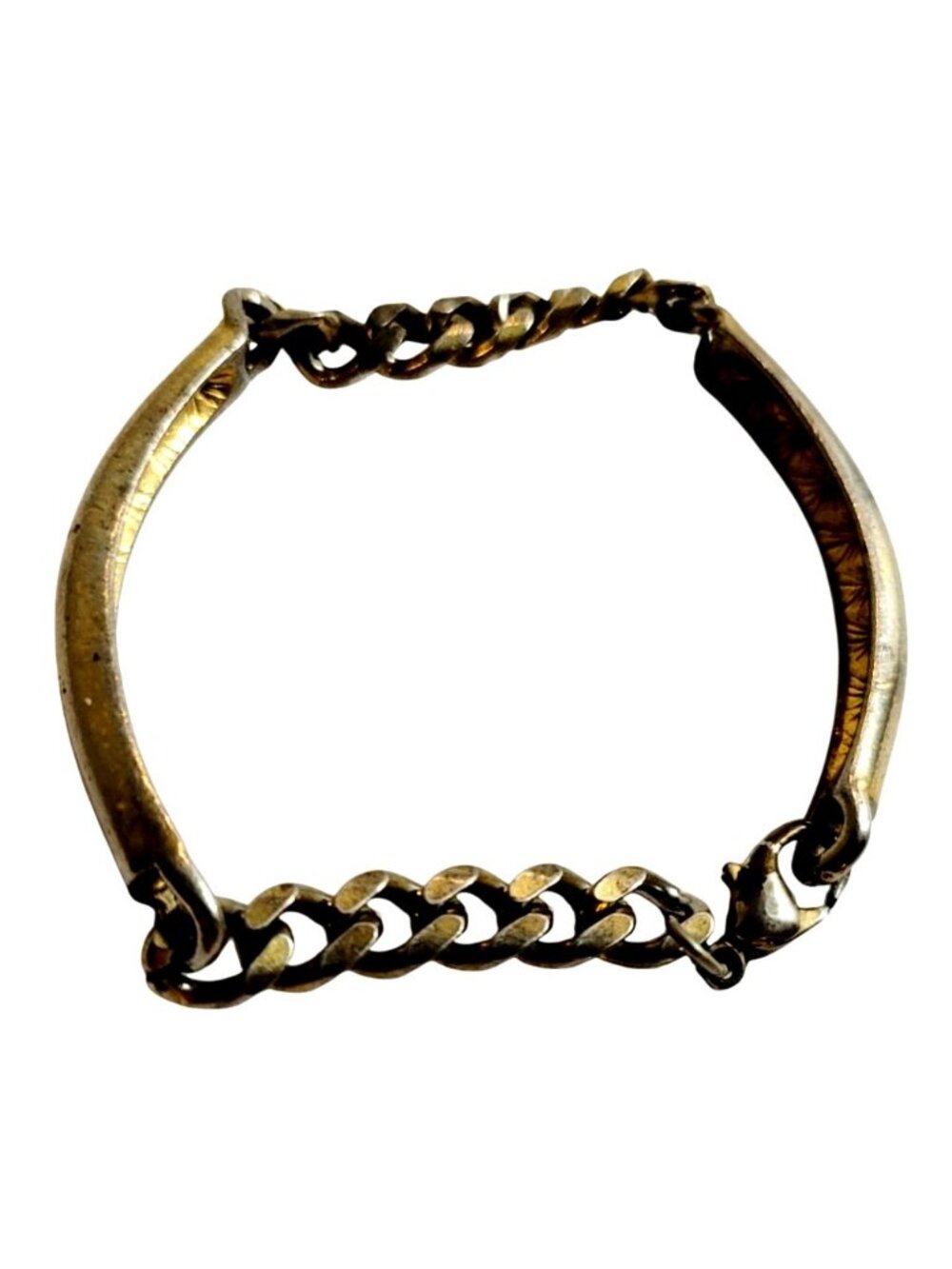 Possible Maison Margiela Chain ID Bracelet Brass w Polished Silver Overlay 2 Bar - Picture 2 of 5
